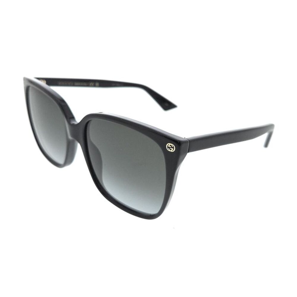 Gucci GG0022S-001 Oversized Black Square Sunglasses with Grey Lenses - Picture 1 of 5